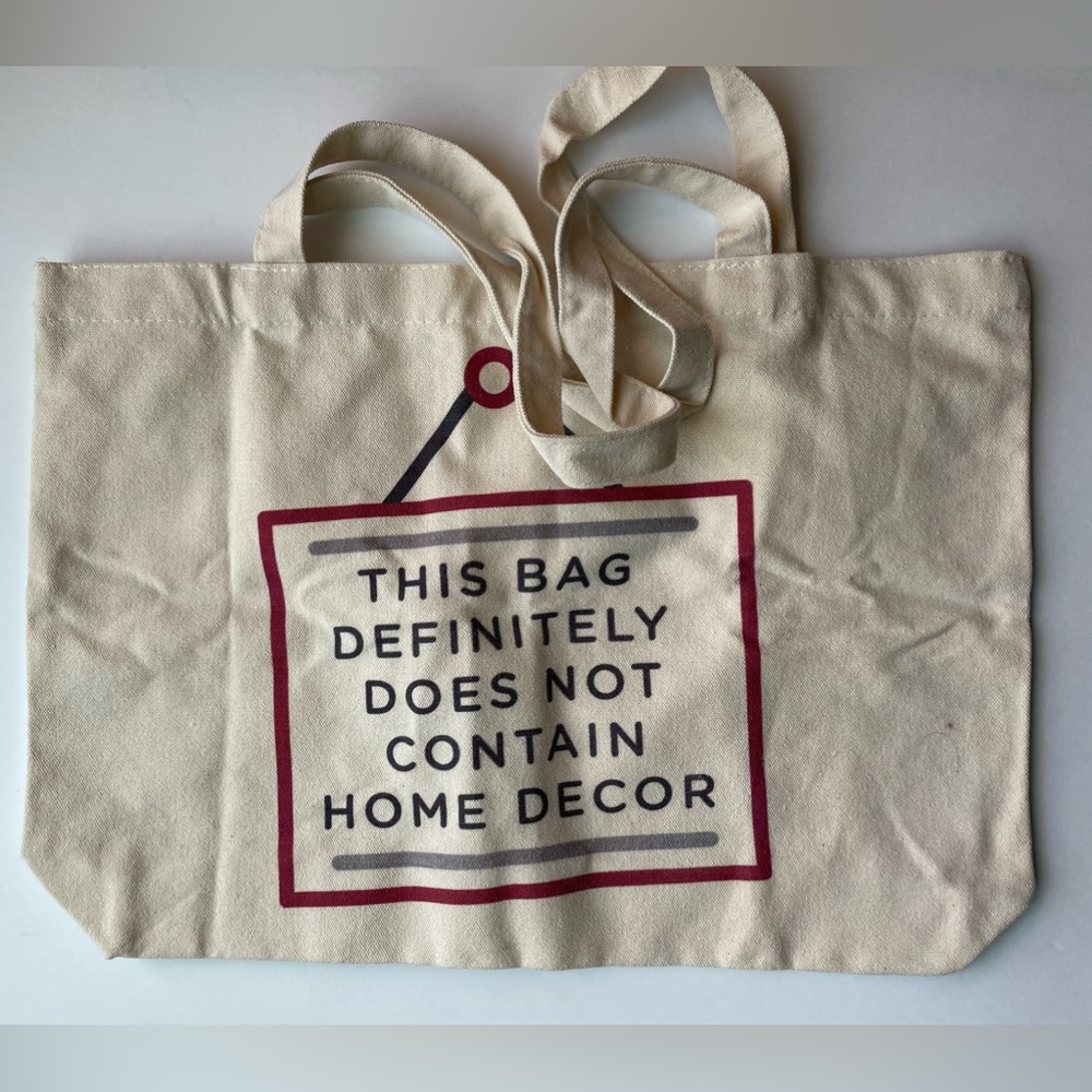 Decorated canvas tote bag.